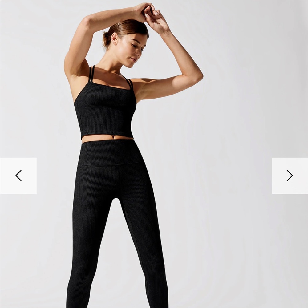 EUC Carbon38 cropped ribbed strappy camisole/tank in black - Picture 6 of 16